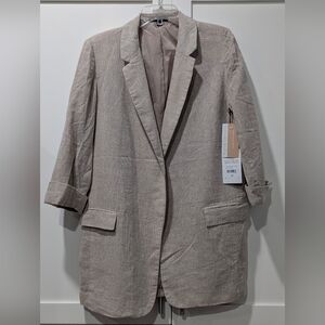 New Harvè Benard Beige Blazer 7/8 Sleeves Front Pockets Size 10